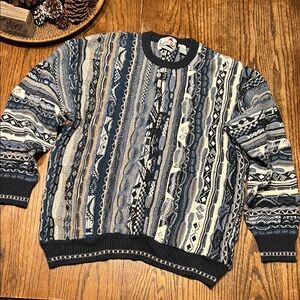 Vintage Florence Tricot Patterned Crewneck Sweater Made in Bulgaria